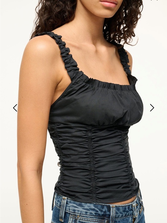 STAUD Tops - STAUD Black Ruched Camisole with Ruffled Straps